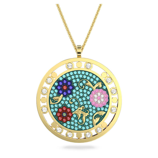 Flower of Fortune Gem pendant, Flower, Multicolored, Gold-tone plated - Swarovski, 5599273