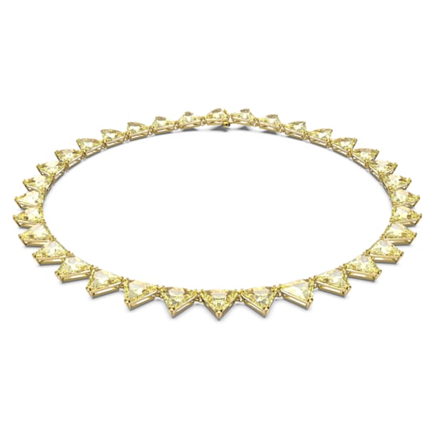 Millenia necklace, Triangle cut crystals, Yellow, Gold-tone plated - Swarovski, 5599487
