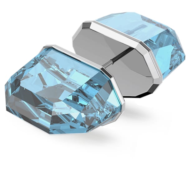 Lucent stud earring, Single, Blue, Rhodium plated - Swarovski, 5600255
