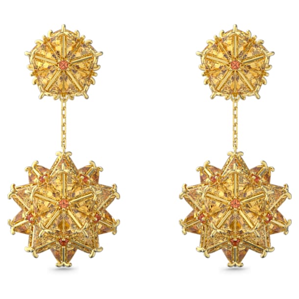 Curiosa drop earrings, Geometric cut, Gold-tone plated - Swarovski, 5600499
