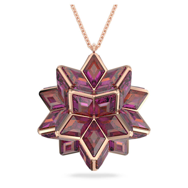 Curiosa pendant, Geometric crystals, Pink, Rose-gold tone plated - Swarovski, 5600505