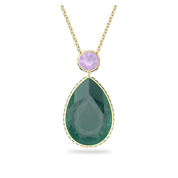 Orbita necklace, Drop cut crystal , Multicoloured, Gold-tone plated - Swarovski, 5600517