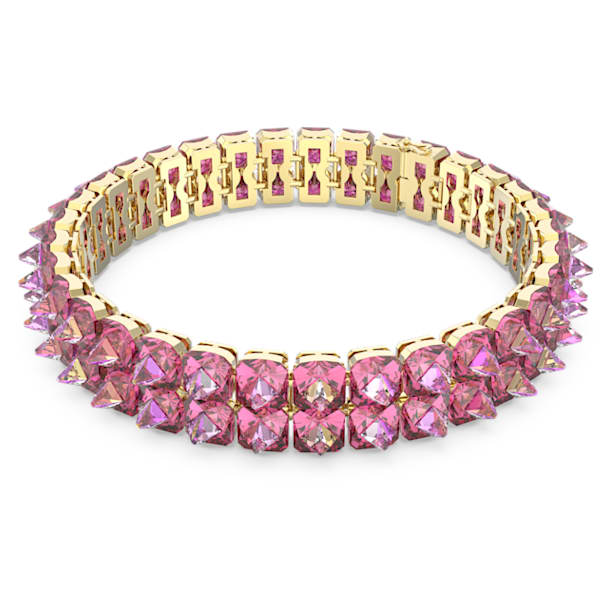 Ortyx 頸鍊, 金字塔形切割, 粉紅色, 鍍金色色調 - Swarovski, 5600620