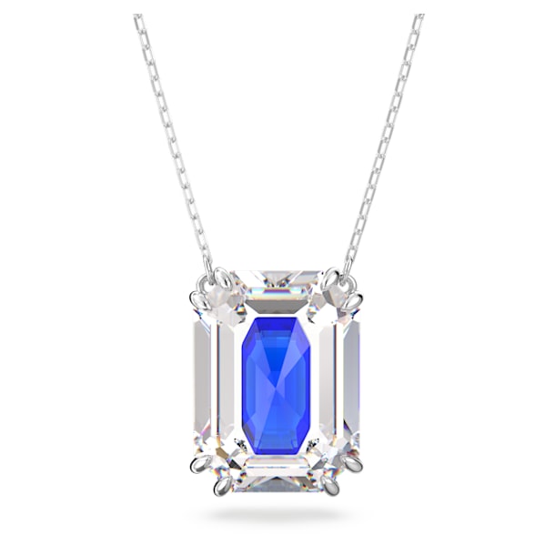 Chroma necklace, Octagon cut, Blue, Rhodium plated - Swarovski, 5600625