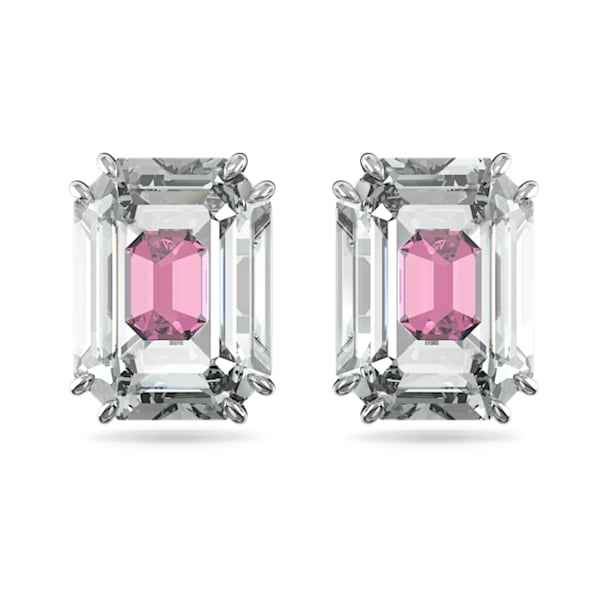 Chroma stud earrings, Pink, Rhodium plated - Swarovski, 5600627