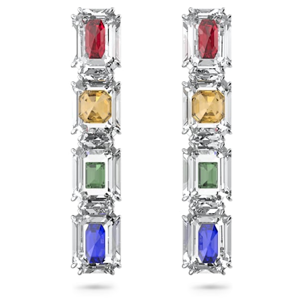 Pendientes de clip Chroma, Cristales de gran tamaño, Multicolores, Baño de rodio - Swarovski, 5600628