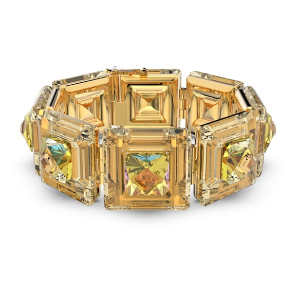 Chroma Armband, Kissenschliff, Goldfarben, Goldlegierungsschicht - Swarovski, 5600669
