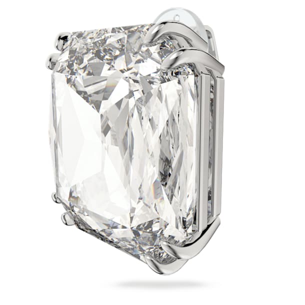 Mesmera clip earring, Single, Square cut crystal, White, Rhodium plated - Swarovski, 5600756
