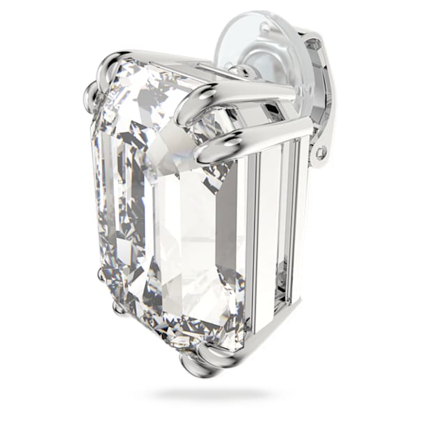 Mesmera clip earring, Single, Octagon cut crystal, White, Rhodium plated - Swarovski, 5600860