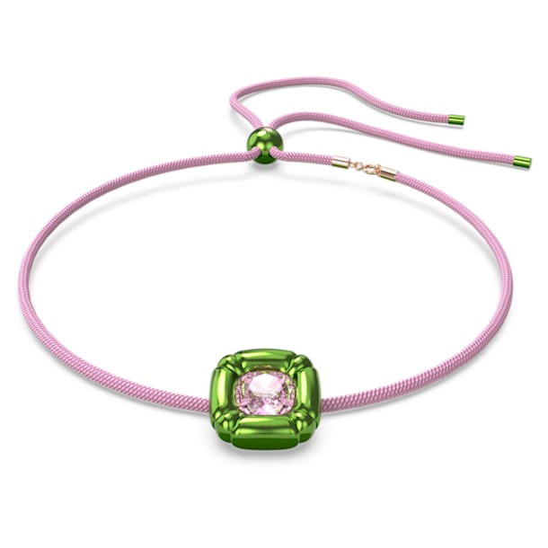 Dulcis necklace, Cushion cut crystals, Green - Swarovski, 5601585