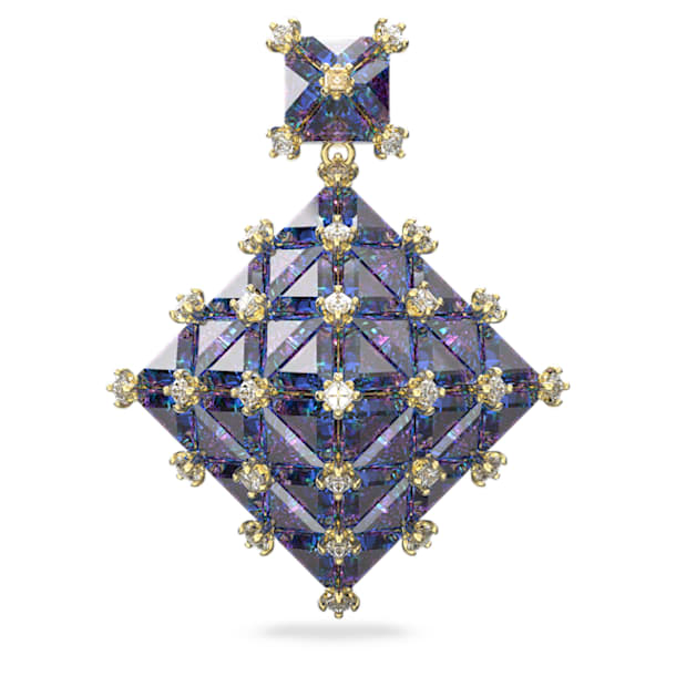 Curiosa Серьга-гвоздик, Одиночный, Синий кристалл, Покрытие оттенка золота - Swarovski, 5607211