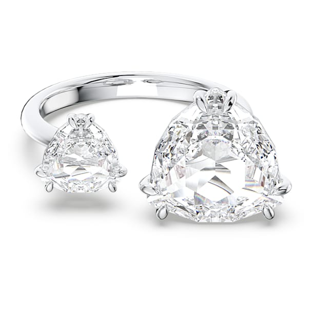 Millenia open ring, Trilliant cut crystals, White, Rhodium plated - Swarovski, 5609005