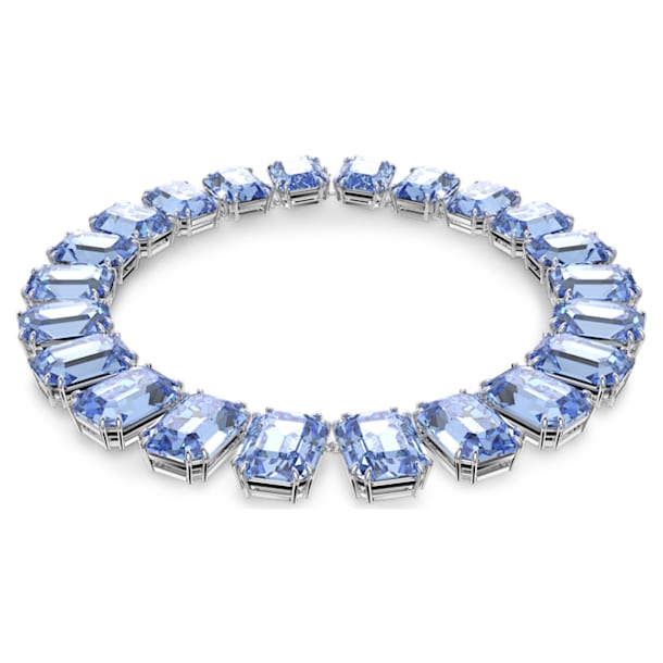 Millenia necklace, Octagon cut crystals, Blue, Rhodium plated - Swarovski, 5609703