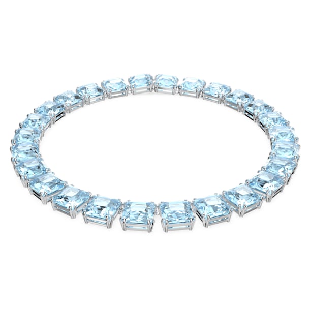 Collar Millenia, Cristales de talla cuadrado, Azul, Baño de rodio - Swarovski, 5609704