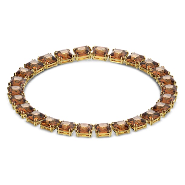 Millenia necklace, Square cut crystals, Yellow, Gold-tone plated - Swarovski, 5609705