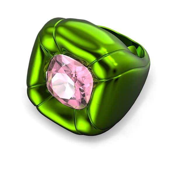 Dulcis cocktail ring, Cushion cut crystals, Green - Swarovski, 5609724