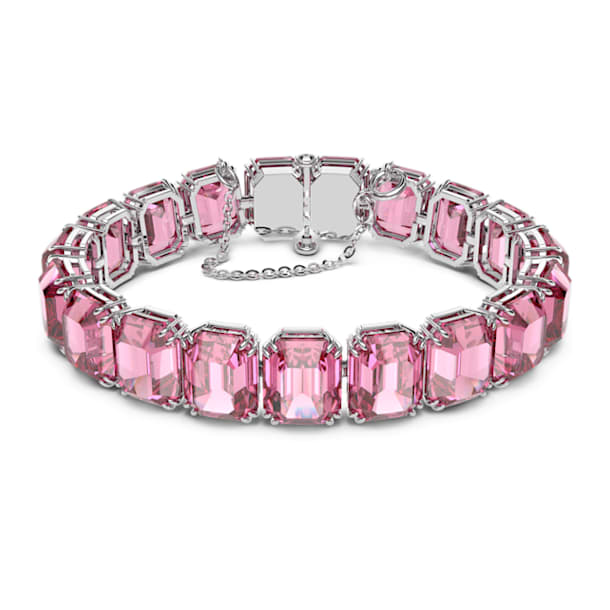 Brățară Millenia, Cristale cu tăietură octogonală, Roz, Placat cu rodiu - Swarovski, 5610363