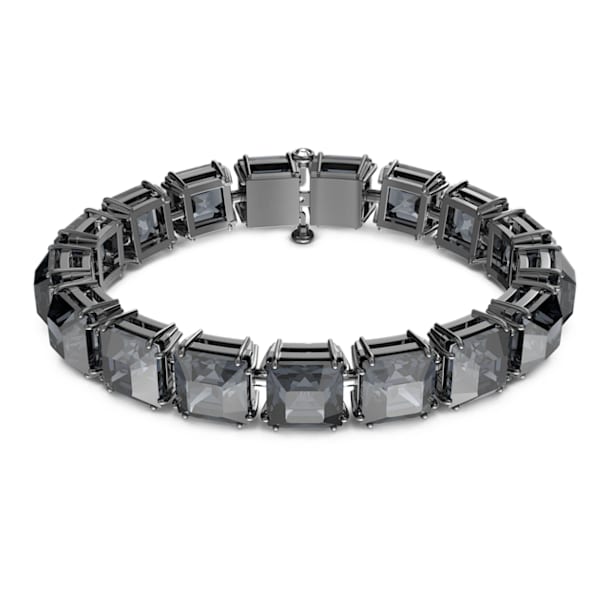 Millenia bracelet, Square cut, Gray, Black Ruthenium plated - Swarovski, 5612682
