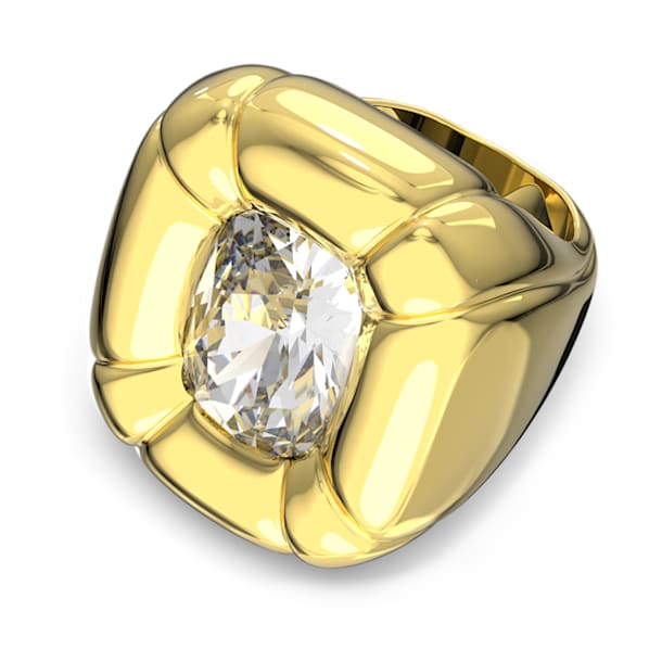 Dulcis cocktail ring, Cushion cut crystals, Yellow, Gold-tone plated - Swarovski, 5613659