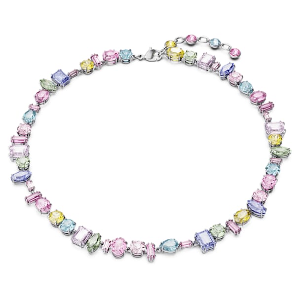 Gema necklace, Multicolored, Rhodium plated - Swarovski, 5613738