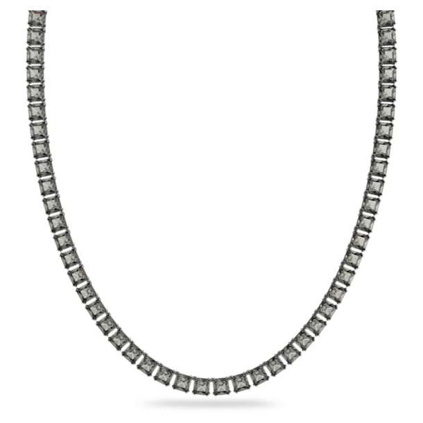 Millenia necklace, Square cut, Long, Gray, Ruthenium plated - Swarovski, 5613900
