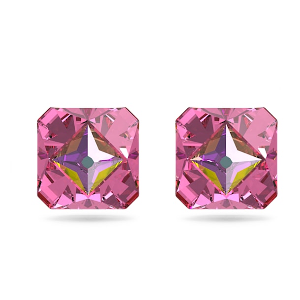 Chroma stud earrings, Pyramid cut crystals, Pink, Gold-tone plated - Swarovski, 5614062