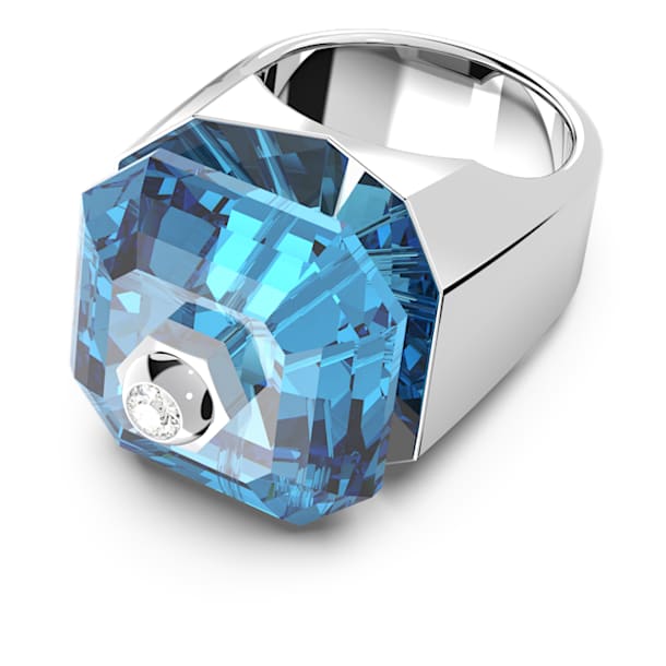 Numina 戒指, 方形切割, 藍色, 鍍白金色 - Swarovski, 5614076