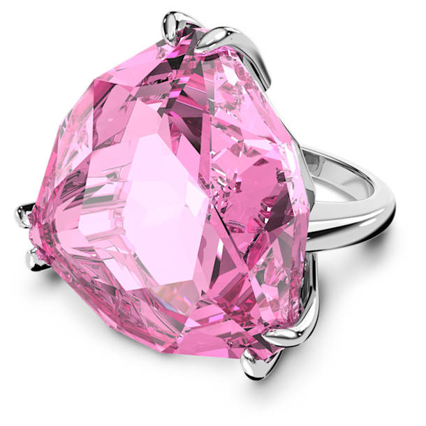 Millenia 個性戒指, 三角形明亮式切割, 粉紅色, 鍍白金色 - Swarovski, 5614922