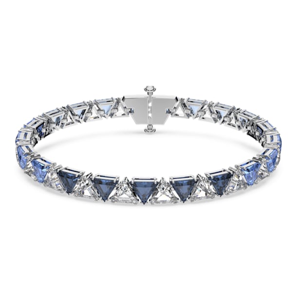 Ortyx bracelet, Triangle cut, Blue, Rhodium plated - Swarovski, 5614925