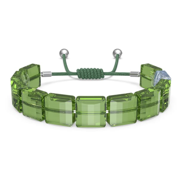 Letra bracelet, Clover, Green, Rhodium plated - Swarovski, 5614970