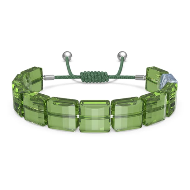 Letra bracelet, Peace, Green, Rhodium plated - Swarovski, 5615003