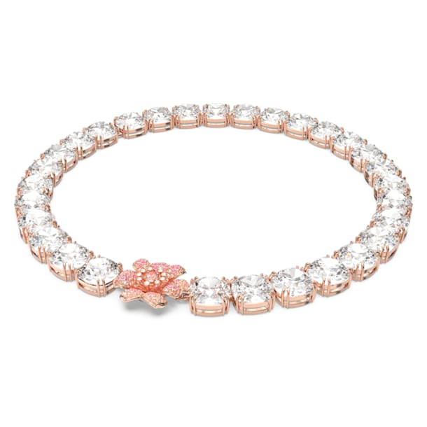 Connexus necklace, Flower, Pink, Rose gold-tone plated - Swarovski, 5615090