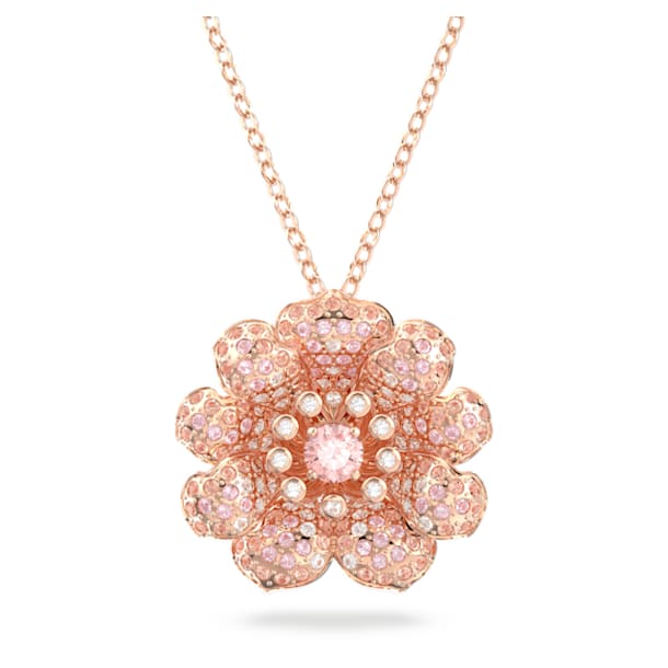Connexus pendant, Flower, Pink, Rose gold-tone plated - Swarovski, 5615093