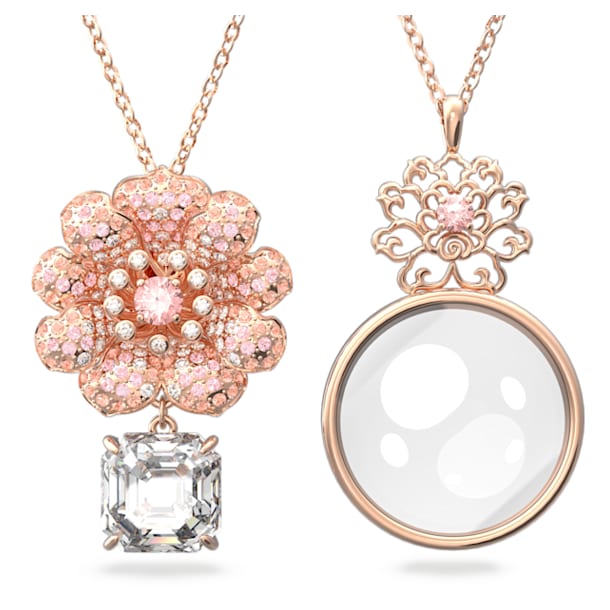 Connexus pendant, Set (2), Flower, Pink, Rose gold-tone plated - Swarovski, 5615095