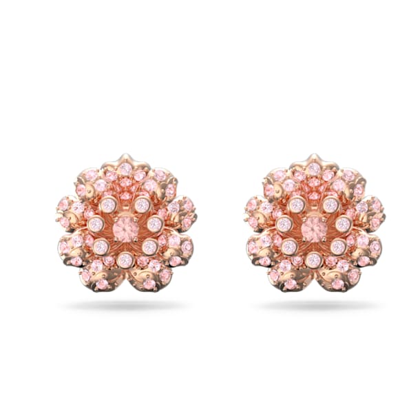 Connexus stud earrings, Flower, Pink, Rose gold-tone plated - Swarovski, 5615102