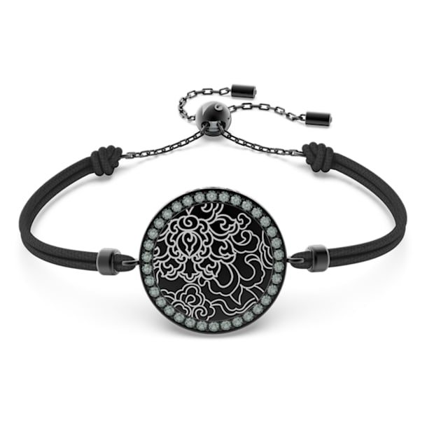 Connexus medallion bracelet, Black, Rhodium plated - Swarovski, 5615189
