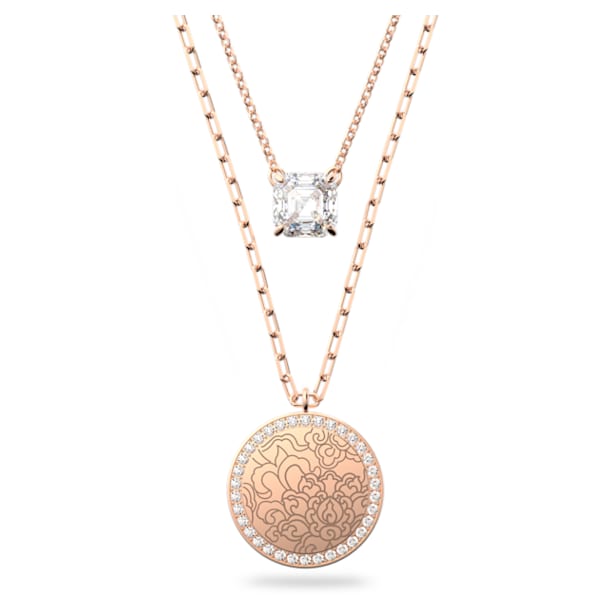 Connexus medallion 项链, 套装 (2), 花朵, 粉红色, 镀玫瑰金色调 - Swarovski, 5615190