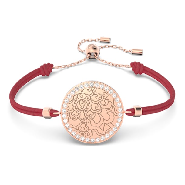 Connexus medallion bracelet, Red, Rose gold-tone plated - Swarovski, 5615194