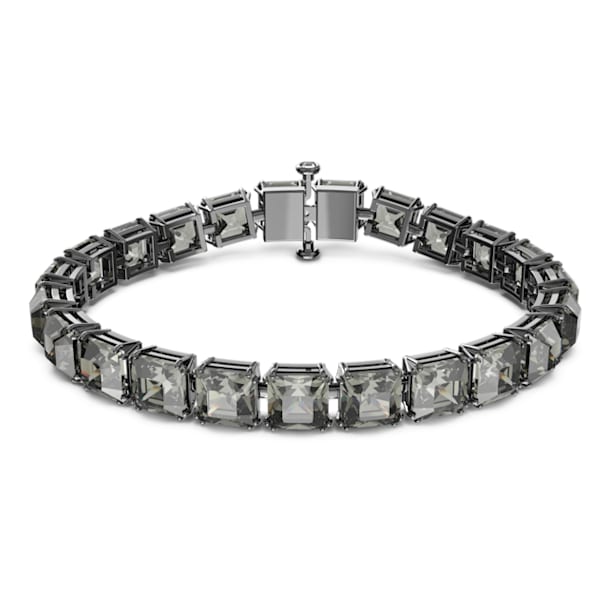 Millenia bracelet, Square cut crystals, Gray, Ruthenium plated - Swarovski, 5615656