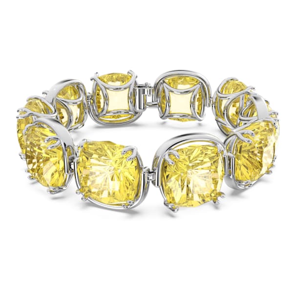 Harmonia bracelet, Cushion cut crystals, Yellow, Rhodium plated - Swarovski, 5616513