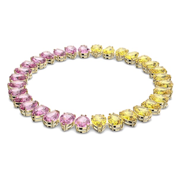 Millenia necklace, Pear cut crystals, Multicolored, Gold-tone plated - Swarovski, 5616734
