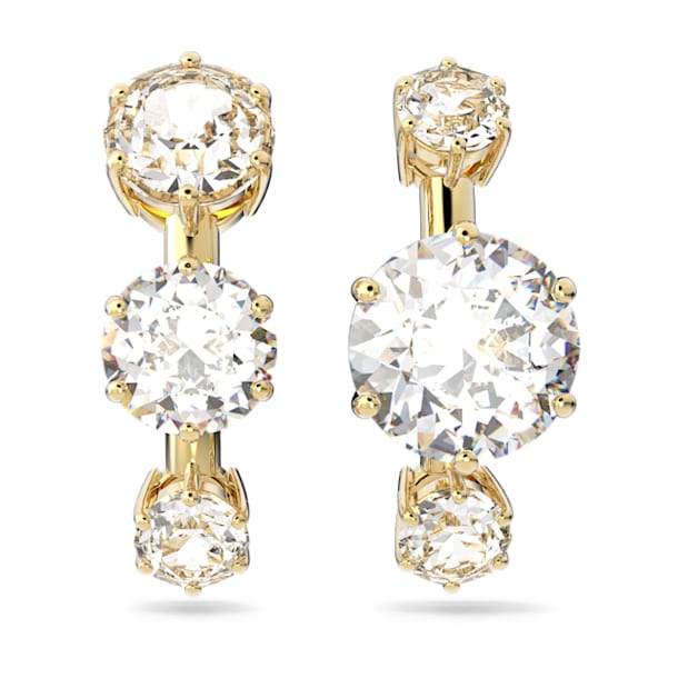 Constella earrings, Brilliant cut crystals, White, Gold-tone plated - Swarovski, 5616919