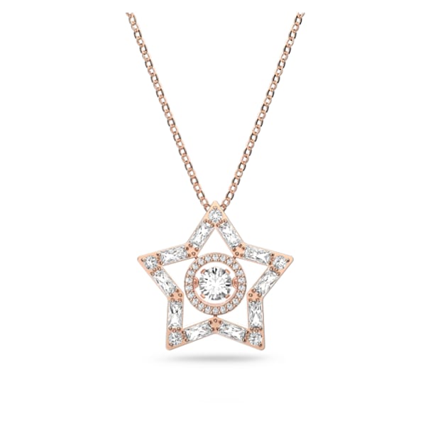 Stella pendant, Star, White, Rose gold-tone plated - Swarovski, 5617766