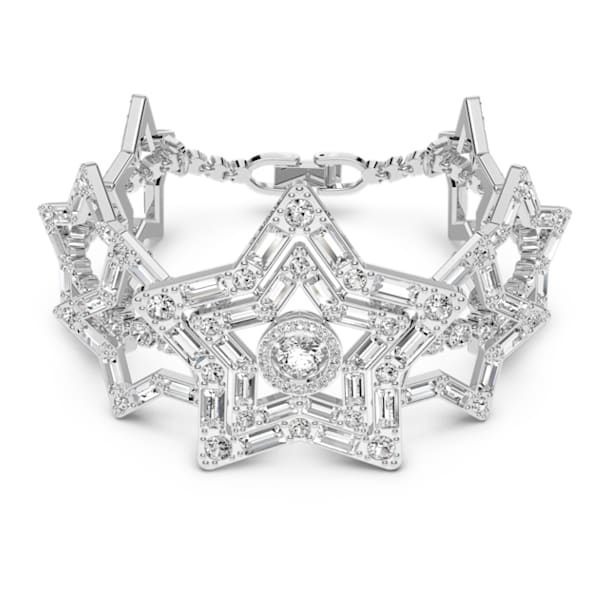 Stella bracelet, Star, White, Rhodium plated - Swarovski, 5617880