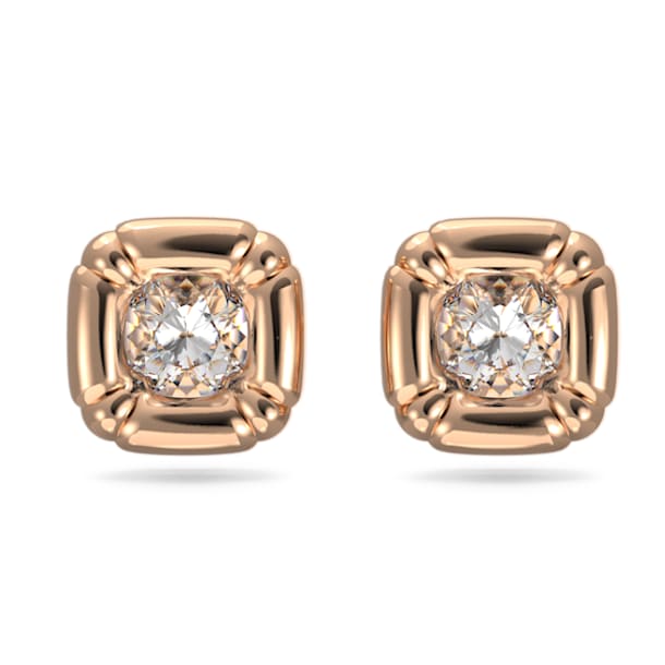 Dulcis stud earrings, Cushion cut crystals, Rose gold tone - Swarovski, 5617910