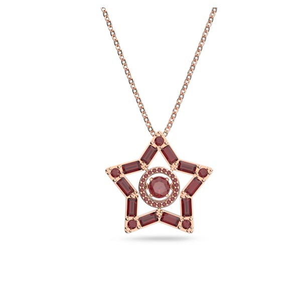 Stella pendant, Star, Red, Rose gold-tone plated - Swarovski, 5617922
