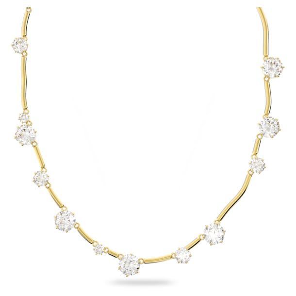 Constella necklace, Round cut crystal, White, Gold-tone plated - Swarovski, 5618033