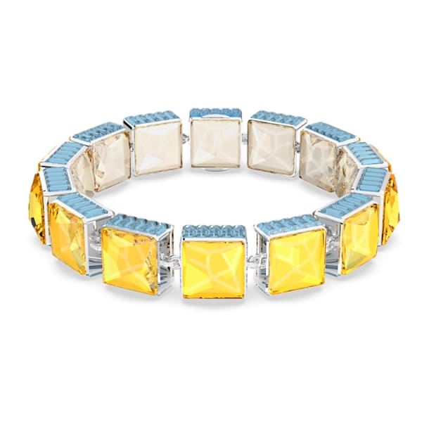 Orbita bracelet, Square cut crystals, Multicoloured, Rhodium plated - Swarovski, 5618253