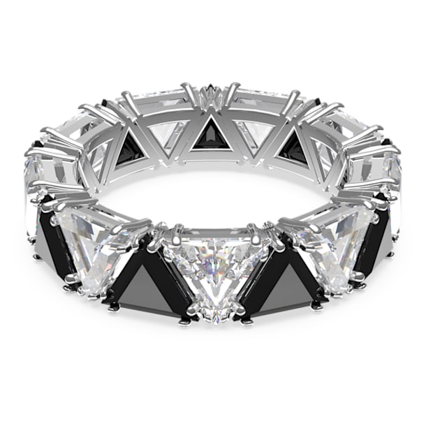Millenia cocktail ring, Triangle cut crystals, Black, Rhodium plated - Swarovski, 5619153