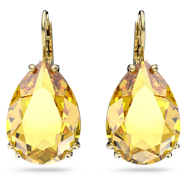 Millenia drop earrings, Pear cut, Yellow, Gold-tone plated - Swarovski, 5619495
